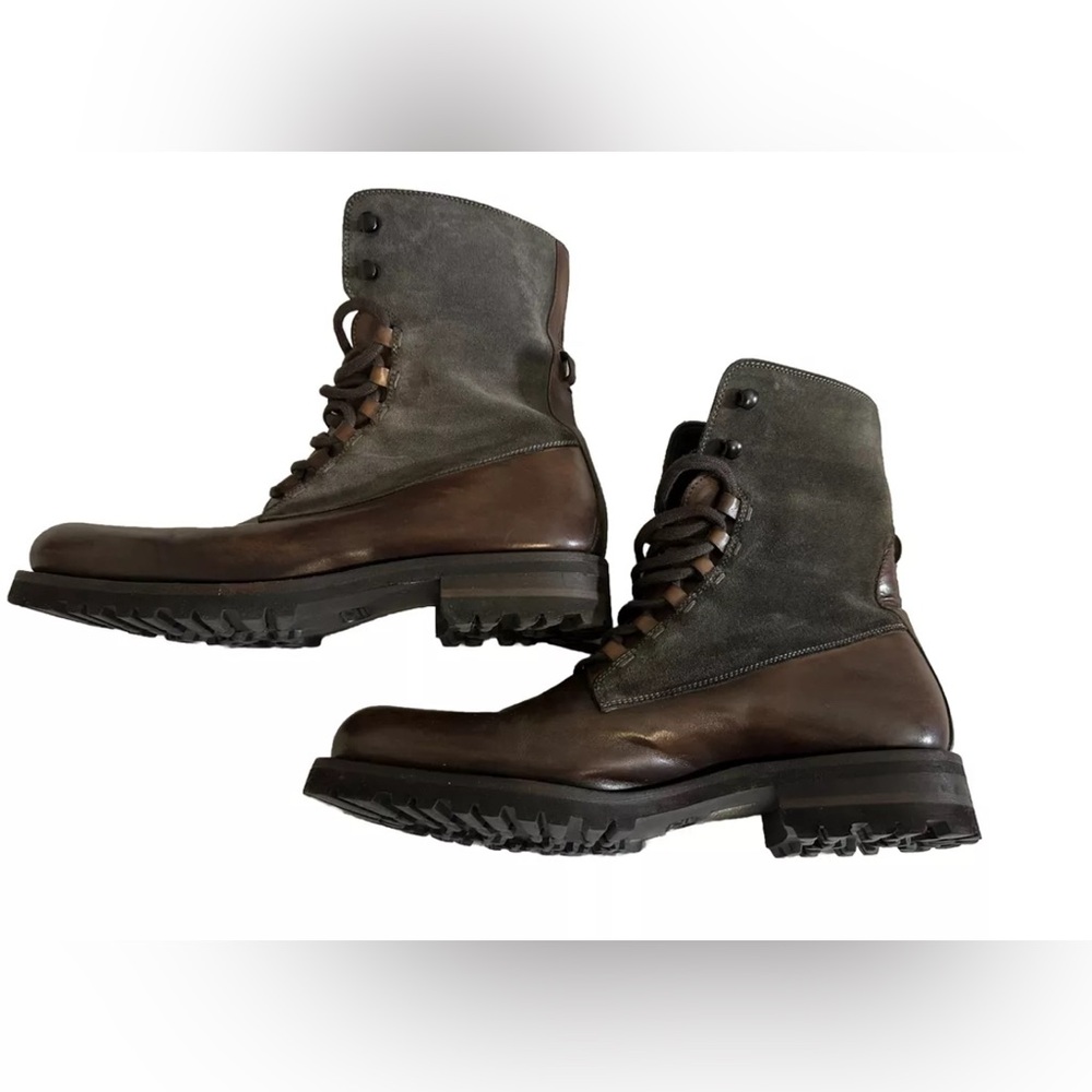 Magnanni Suede Leather Combat Boots size 9 Blue Sole Shoes brown lace-up